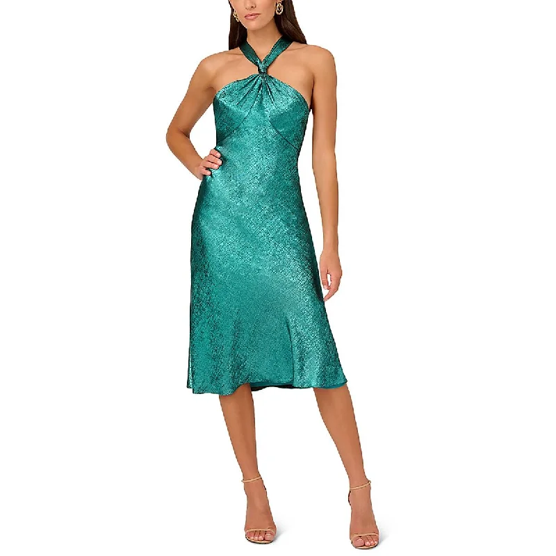 Limited Stock evening dressLiv Foster Womens Foil Chiffon Halter Cocktail And Party Dress