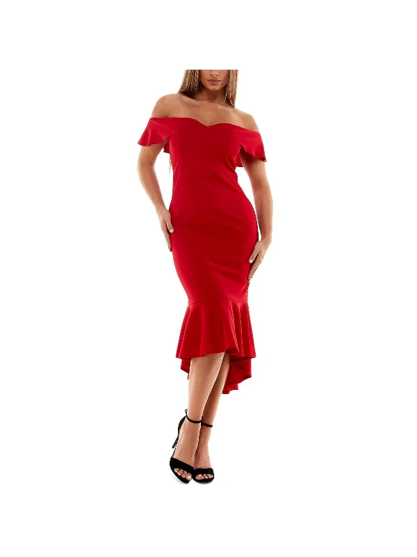 Price Rollback stylish dressWomens Off-The-Shoulder Midi Cocktail and Party Dress