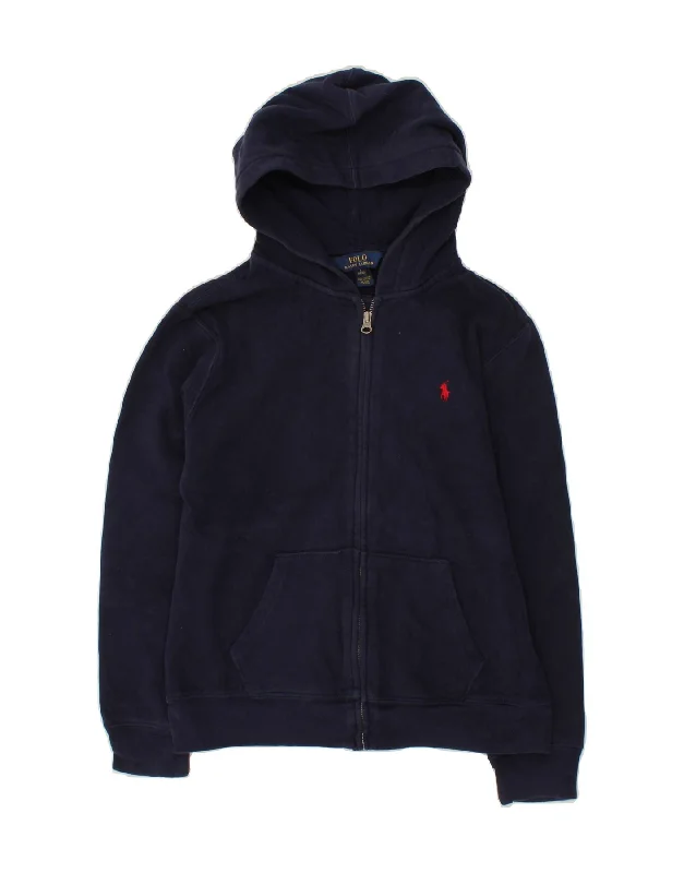 Discount Days POLO RALPH LAUREN Boys Zip Hoodie Sweater 14-15 Years Large  Navy Blue