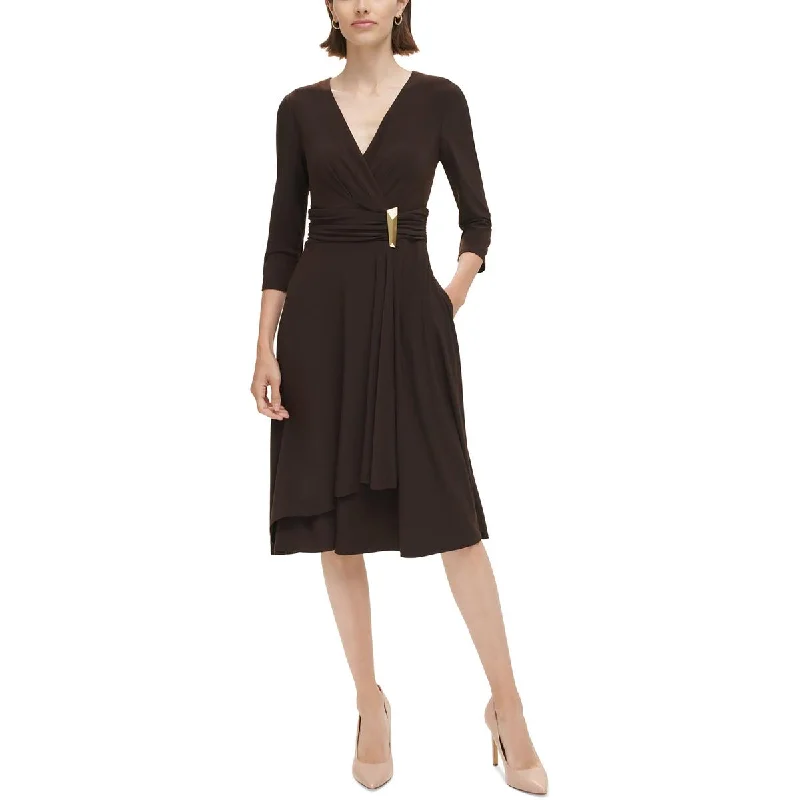 Great Bargains denim dressJessica Howard Womens Ruched Midi Midi Dress