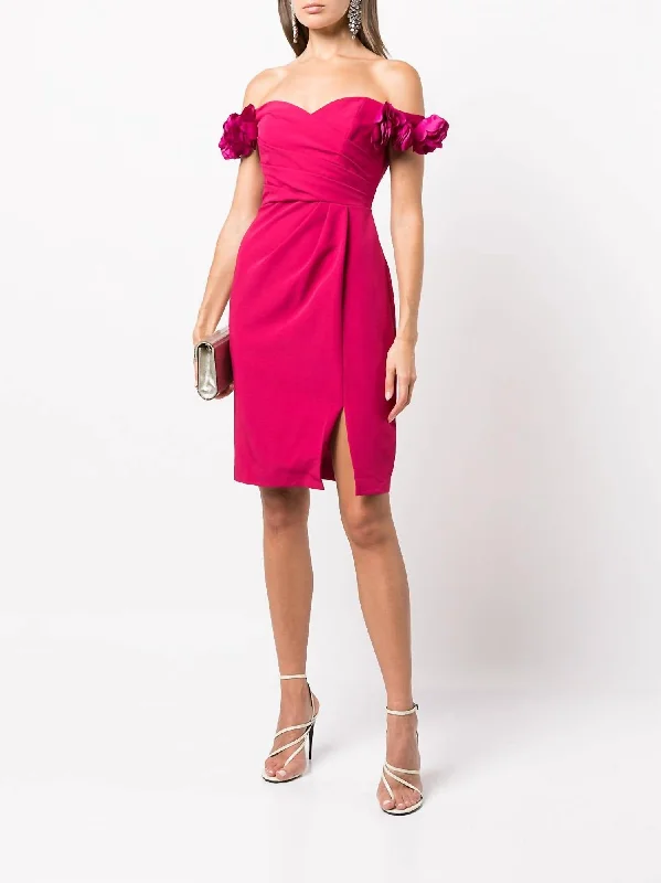 Today's Special luxury dressOff Shoulder Draped Cocktail Dress In Pink