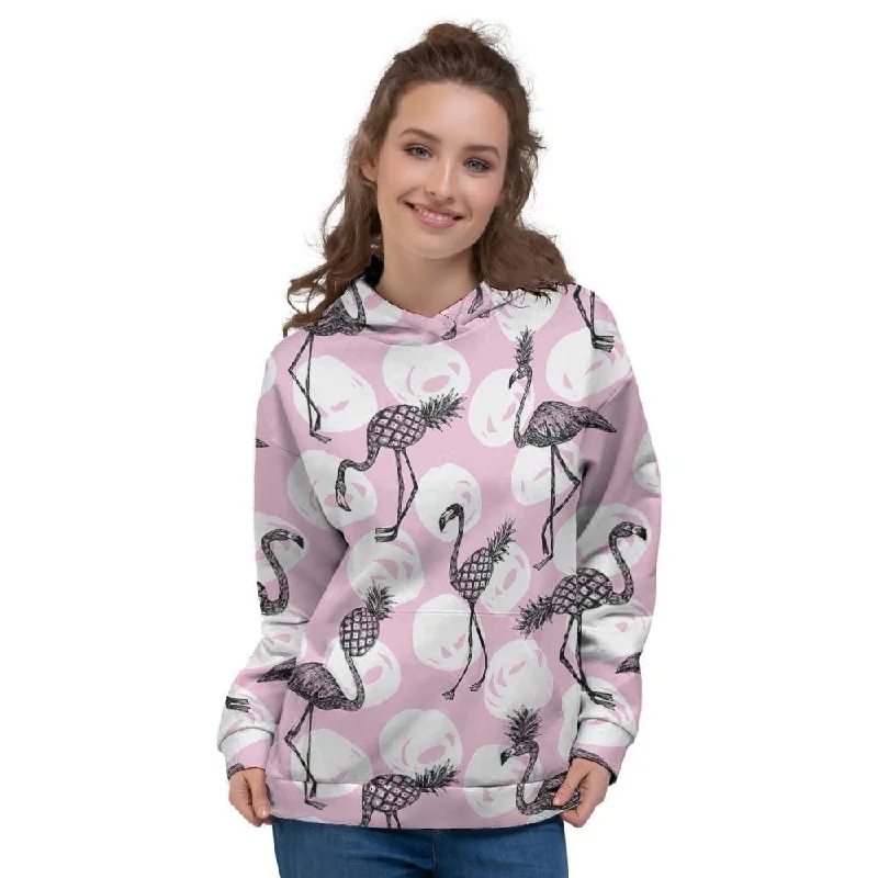 Closeout Sale Flamingo Pineapple Print Women's Hoodie