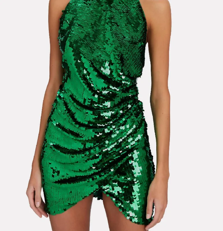 Don't Wait sleek dressJo Sequin Mini Dress In Green