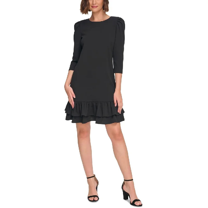 Deal Alert casual evening dressTommy Hilfiger Womens Petites Ruffled Sheath Sheath Dress