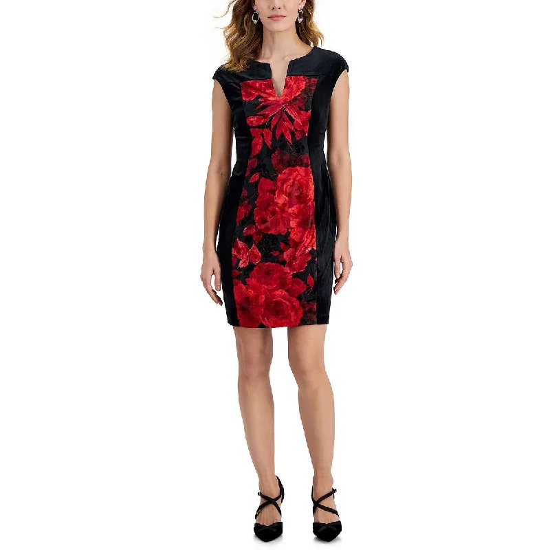 Time-Limited Offer sleek dressConnected Apparel Womens Petites Velour Sleeveless Sheath Dress