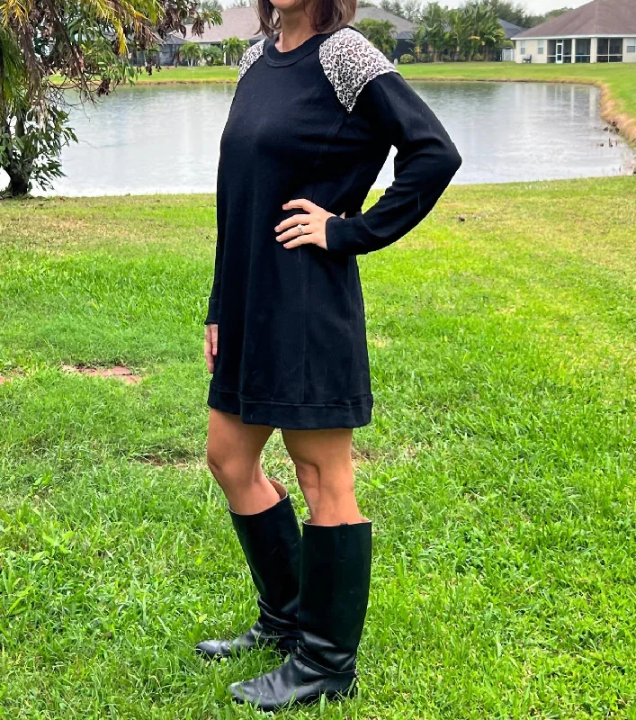 Take Advantage off-the-shoulder dressLeaping Leopards Dress In Black