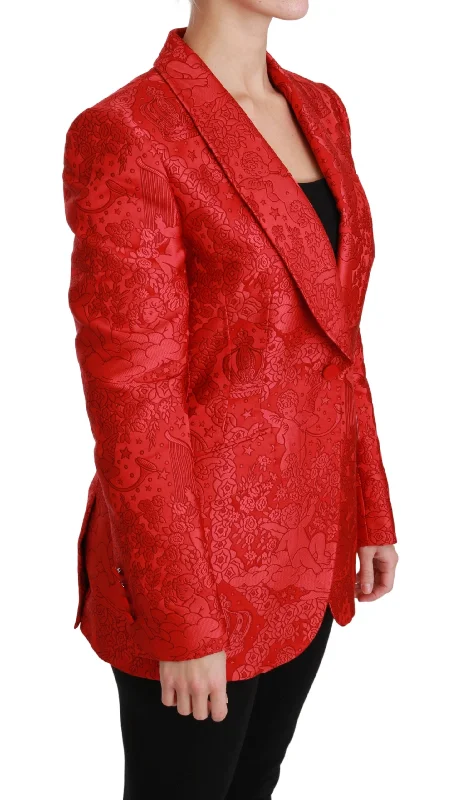 Extra Savings high-quality jacketDolce & Gabbana  Women's Red Floral Silk Blazer