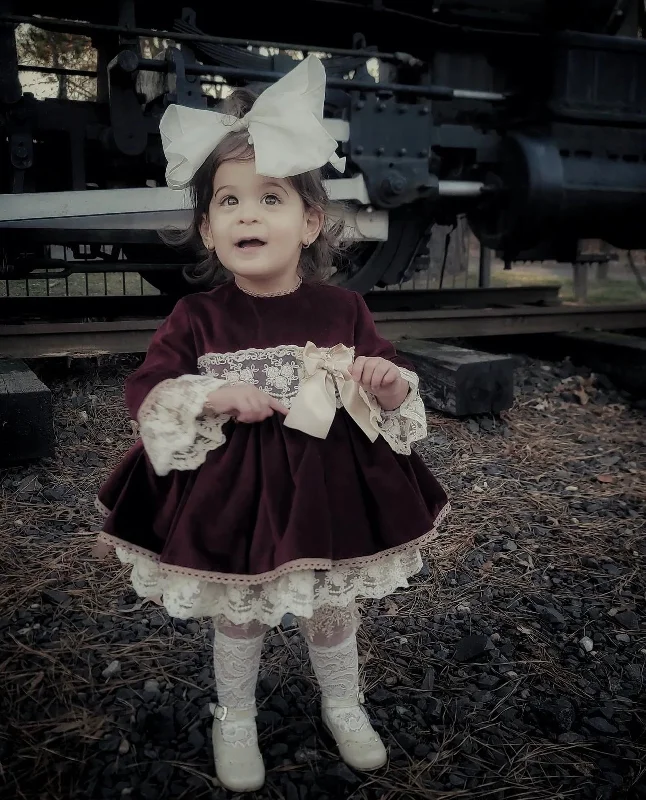 Seasonal Sale playful dressBurgundy Velvet Dress