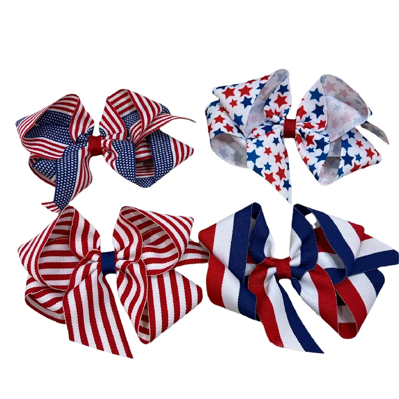Massive Deals sleeveless dress5" Patriotic Print Bows