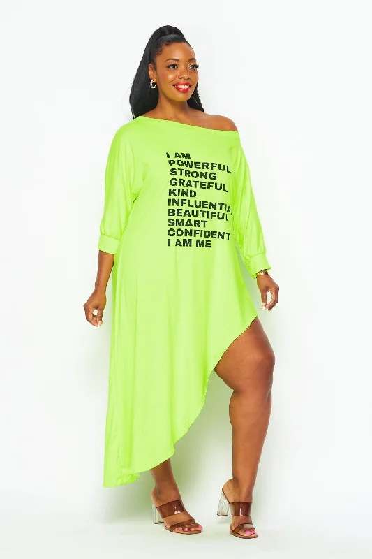 Sneak Peek Sale cocktail dressLD-G {Powerful Me} Lime Graphic Asymmetrical Tunic PLUS SIZE 1X 2X 3X Sneak Peek Sale cocktail dressLD-G {Powerful Me} Lime Graphic Asymmetrical Tunic PLUS SIZE 1X 2X 3X