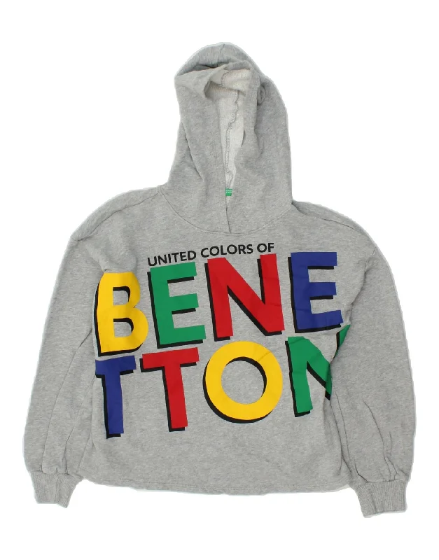 Limited Time BENETTON Girls Graphic Hoodie Jumper 13-14 Years3 XL Grey Cotton