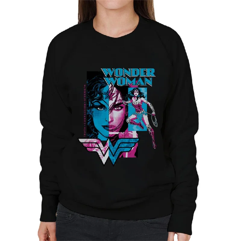 One-DAY Sale sleek sports hoodieWonder Woman Blue And Purple Montage Women's Sweatshirt