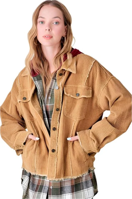 Last Chance oversized bomber jacketWomens Corduroy Frayed Seam Sylvia Jacket