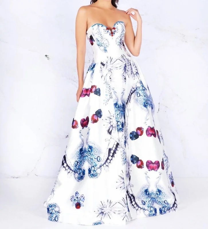 Special Savings sleek dressPrinted Ball Gown In Diamond White